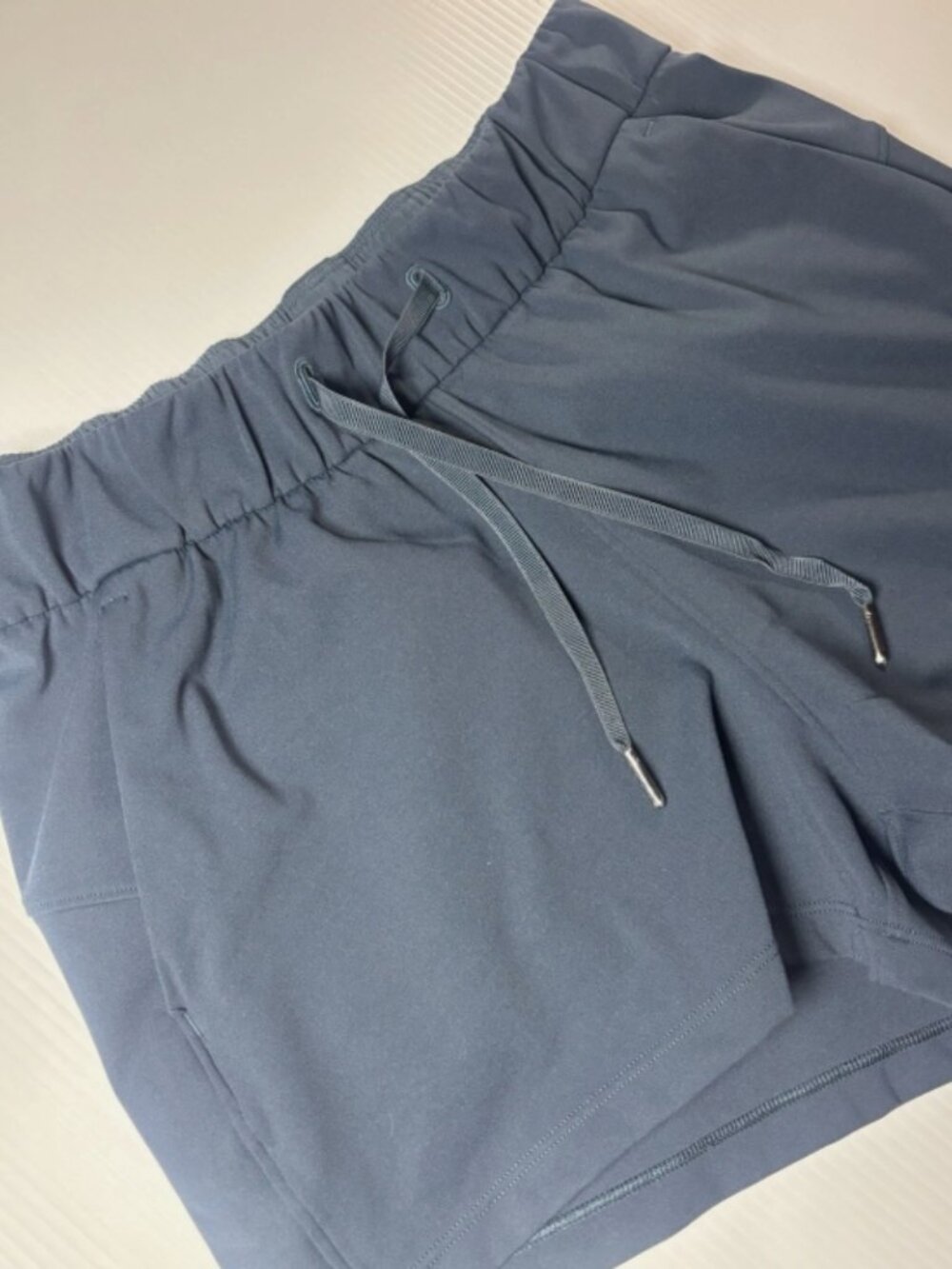 Lululemon On The Fly Navy Blue Shorts  Size 6 Drawstring Close 2.5" Inseam